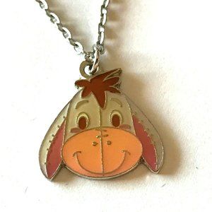 Vintage Disney Eeyore Winnie The Pooh Necklace Charm 18" Silver Disneyana Signed